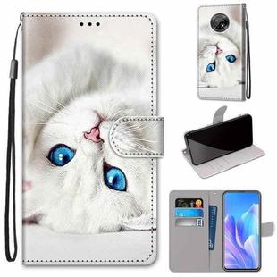 For Huawei Enjoy 20 Plus Coloured Drawing Cross Texture Horizontal Flip PU Leather Case with Holder & Card Slots & Wallet & Lanyard(White Kitten)