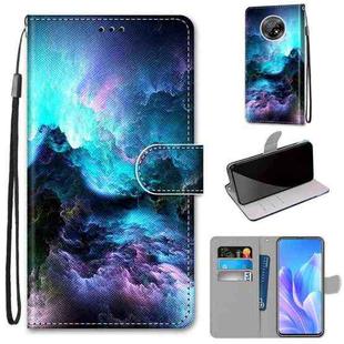 For Huawei Enjoy 20 Plus Coloured Drawing Cross Texture Horizontal Flip PU Leather Case with Holder & Card Slots & Wallet & Lanyard(Colorful Clouds)