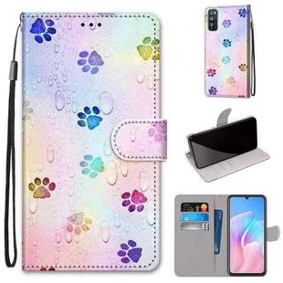 For Huawei Enjoy Z / 20 Pro Coloured Drawing Cross Texture Horizontal Flip PU Leather Case with Holder & Card Slots & Wallet & Lanyard(Footprint Water Drops)