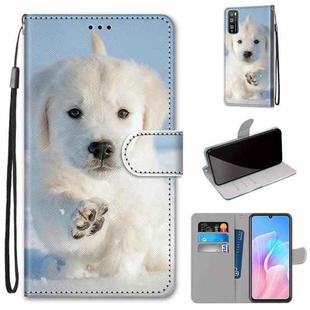 For Huawei Enjoy Z / 20 Pro Coloured Drawing Cross Texture Horizontal Flip PU Leather Case with Holder & Card Slots & Wallet & Lanyard(Snow Puppy)