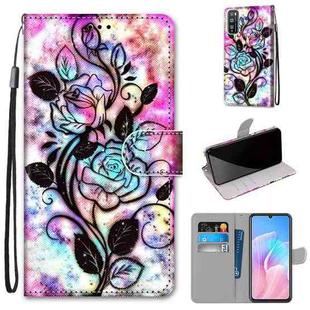 For Huawei Enjoy Z / 20 Pro Coloured Drawing Cross Texture Horizontal Flip PU Leather Case with Holder & Card Slots & Wallet & Lanyard(Color Background Hollow Flower)