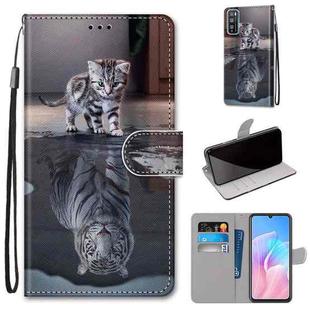 For Huawei Enjoy Z / 20 Pro Coloured Drawing Cross Texture Horizontal Flip PU Leather Case with Holder & Card Slots & Wallet & Lanyard(Cat Becomes Tiger)
