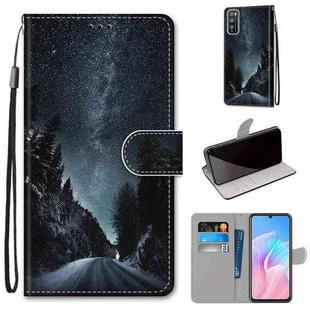 For Huawei Enjoy Z / 20 Pro Coloured Drawing Cross Texture Horizontal Flip PU Leather Case with Holder & Card Slots & Wallet & Lanyard(Mountain Road Starry Sky)