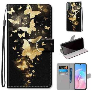 For Huawei Enjoy Z / 20 Pro Coloured Drawing Cross Texture Horizontal Flip PU Leather Case with Holder & Card Slots & Wallet & Lanyard(Golden Butterfly Group)