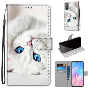 For Huawei Enjoy Z / 20 Pro Coloured Drawing Cross Texture Horizontal Flip PU Leather Case with Holder & Card Slots & Wallet & Lanyard(White Kitten)
