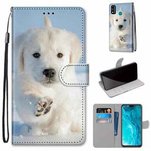 For Huawei Honor 9X Lite Coloured Drawing Cross Texture Horizontal Flip PU Leather Case with Holder & Card Slots & Wallet & Lanyard(Snow Puppy)