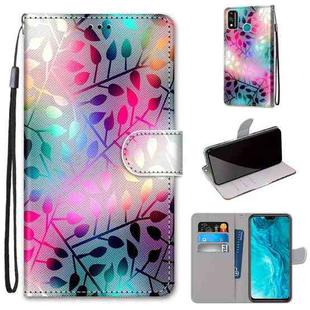 For Huawei Honor 9X Lite Coloured Drawing Cross Texture Horizontal Flip PU Leather Case with Holder & Card Slots & Wallet & Lanyard(Translucent Glass)