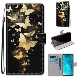 For Huawei Honor 9X Lite Coloured Drawing Cross Texture Horizontal Flip PU Leather Case with Holder & Card Slots & Wallet & Lanyard(Golden Butterfly Group)