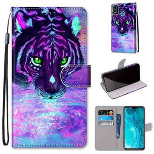 For Huawei Honor 9X Lite Coloured Drawing Cross Texture Horizontal Flip PU Leather Case with Holder & Card Slots & Wallet & Lanyard(Tiger Drinking Water)