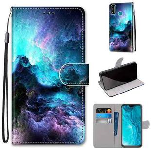 For Huawei Honor 9X Lite Coloured Drawing Cross Texture Horizontal Flip PU Leather Case with Holder & Card Slots & Wallet & Lanyard(Colorful Clouds)