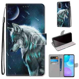For Huawei Honor 30 Lite Coloured Drawing Cross Texture Horizontal Flip PU Leather Case with Holder & Card Slots & Wallet & Lanyard(Contemplative Wolf)