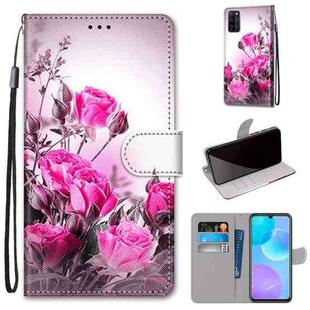 For Huawei Honor 30 Lite Coloured Drawing Cross Texture Horizontal Flip PU Leather Case with Holder & Card Slots & Wallet & Lanyard(Wild Rose)
