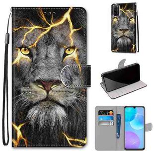 For Huawei Honor 30 Lite Coloured Drawing Cross Texture Horizontal Flip PU Leather Case with Holder & Card Slots & Wallet & Lanyard(Fission Lion)