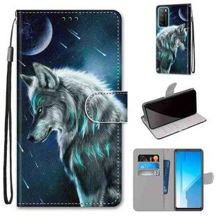 For Huawei Honor Play4 Coloured Drawing Cross Texture Horizontal Flip PU Leather Case with Holder & Card Slots & Wallet & Lanyard(Contemplative Wolf)