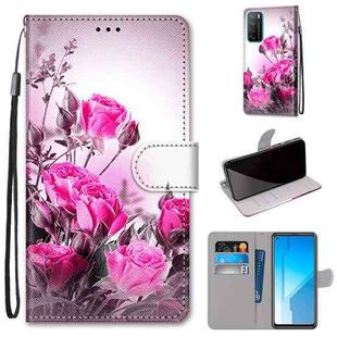 For Huawei Honor Play4 Coloured Drawing Cross Texture Horizontal Flip PU Leather Case with Holder & Card Slots & Wallet & Lanyard(Wild Rose)