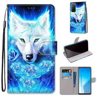 For Huawei Honor Play4 Coloured Drawing Cross Texture Horizontal Flip PU Leather Case with Holder & Card Slots & Wallet & Lanyard(Dick Rose Wolf)