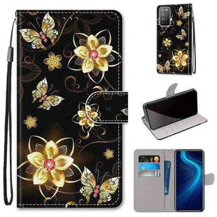 For Huawei Honor X10 / X10 Pro Coloured Drawing Cross Texture Horizontal Flip PU Leather Case with Holder & Card Slots & Wallet & Lanyard(Gold Diamond Butterfly)