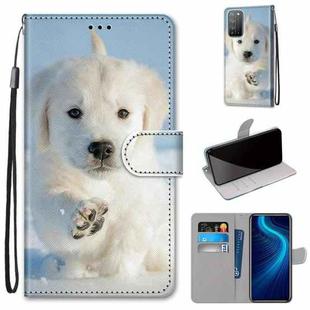 For Huawei Honor X10 / X10 Pro Coloured Drawing Cross Texture Horizontal Flip PU Leather Case with Holder & Card Slots & Wallet & Lanyard(Snow Puppy)