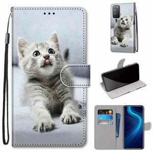 For Huawei Honor X10 / X10 Pro Coloured Drawing Cross Texture Horizontal Flip PU Leather Case with Holder & Card Slots & Wallet & Lanyard(Small Gray Cat)