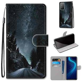 For Huawei Honor X10 / X10 Pro Coloured Drawing Cross Texture Horizontal Flip PU Leather Case with Holder & Card Slots & Wallet & Lanyard(Mountain Road Starry Sky)