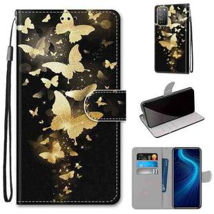 For Huawei Honor X10 / X10 Pro Coloured Drawing Cross Texture Horizontal Flip PU Leather Case with Holder & Card Slots & Wallet & Lanyard(Golden Butterfly Group)