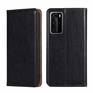 For Huawei P40 Pro PU + TPU Gloss Oil Solid Color Magnetic Horizontal Flip Leather Case with Holder & Card Slot & Wallet(Black)