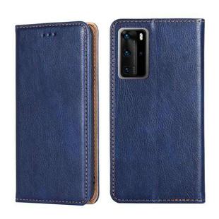 For Huawei P40 Pro PU + TPU Gloss Oil Solid Color Magnetic Horizontal Flip Leather Case with Holder & Card Slot & Wallet(Blue)