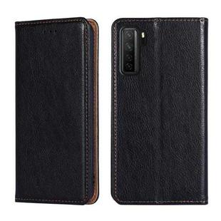 For Huawei P40 lite 5G PU + TPU Gloss Oil Solid Color Magnetic Horizontal Flip Leather Case with Holder & Card Slot & Wallet(Black)