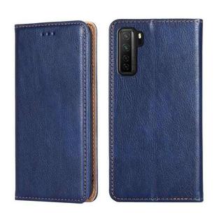 For Huawei P40 lite 5G PU + TPU Gloss Oil Solid Color Magnetic Horizontal Flip Leather Case with Holder & Card Slot & Wallet(Blue)