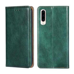 For Huawei P30 PU + TPU Gloss Oil Solid Color Magnetic Horizontal Flip Leather Case with Holder & Card Slot & Wallet(Green)