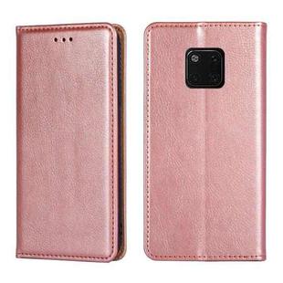 For Huawei Mate 20 Pro PU + TPU Gloss Oil Solid Color Magnetic Horizontal Flip Leather Case with Holder & Card Slot & Wallet(Rose Gold)