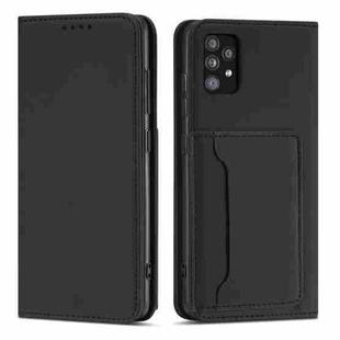 For Samsung Galaxy A52 5G / 4G Strong Magnetism Liquid Feel Horizontal Flip Leather Case with Holder & Card Slots & Wallet(Black)