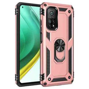 For Xiaomi Mi 10T Pro 5G Shockproof TPU + PC Protective Case with 360 Degree Rotating Holder(Rose Gold)