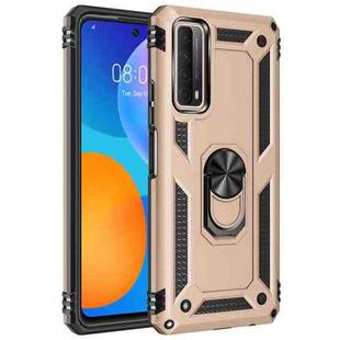 For Huawei P Smart 2021 Shockproof TPU + PC Protective Case with 360 Degree Rotating Holder(Gold)