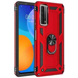 For Huawei P Smart 2021 Shockproof TPU + PC Protective Case with 360 Degree Rotating Holder(Red)
