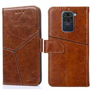 For Xiaomi Redmi Note 9 Geometric Stitching Horizontal Flip TPU + PU Leather Case with Holder & Card Slots & Wallet(Light Brown)