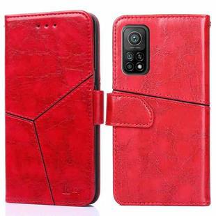 For Xiaomi Redmi K30S Geometric Stitching Horizontal Flip TPU + PU Leather Case with Holder & Card Slots & Wallet(Red)