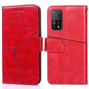 For Xiaomi Mi 10T / 10T Pro Geometric Stitching Horizontal Flip TPU + PU Leather Case with Holder & Card Slots & Wallet(Red)