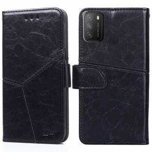 For Xiaomi Poco M3 Geometric Stitching Horizontal Flip TPU + PU Leather Case with Holder & Card Slots & Wallet(Black)