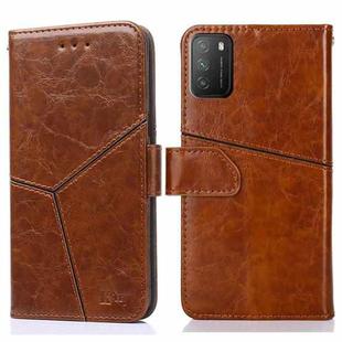 For Xiaomi Poco M3 Geometric Stitching Horizontal Flip TPU + PU Leather Case with Holder & Card Slots & Wallet(Light Brown)