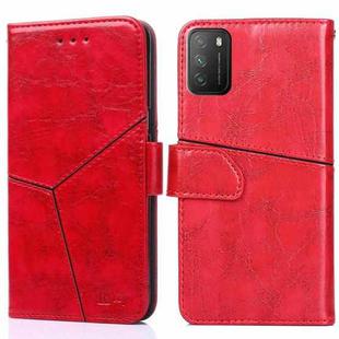 For Xiaomi Poco M3 Geometric Stitching Horizontal Flip TPU + PU Leather Case with Holder & Card Slots & Wallet(Red)