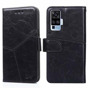 For vivo X50 Pro Geometric Stitching Horizontal Flip TPU + PU Leather Case with Holder & Card Slots & Wallet(Black)