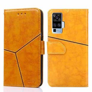 For vivo X50 Pro Geometric Stitching Horizontal Flip TPU + PU Leather Case with Holder & Card Slots & Wallet(Yellow)