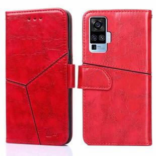 For vivo X51 5G Geometric Stitching Horizontal Flip TPU + PU Leather Case with Holder & Card Slots & Wallet(Red)