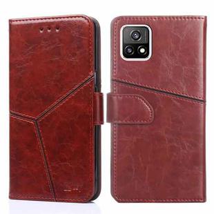 For vivo Y52S 5G Geometric Stitching Horizontal Flip TPU + PU Leather Case with Holder & Card Slots & Wallet(Dark Brown)