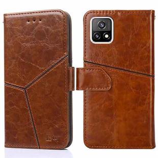 For vivo Y52S 5G Geometric Stitching Horizontal Flip TPU + PU Leather Case with Holder & Card Slots & Wallet(Light Brown)