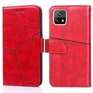 For vivo Y52S 5G Geometric Stitching Horizontal Flip TPU + PU Leather Case with Holder & Card Slots & Wallet(Red)