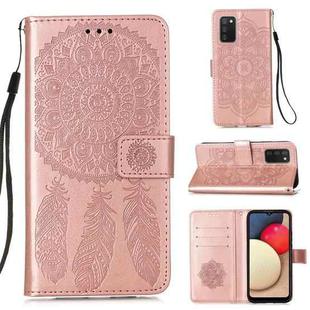 For Samsung Galaxy A02s (European Version) Dream Catcher Printing Horizontal Flip Leather Case with Holder & Card Slots & Wallet & Lanyard(Rose Gold)