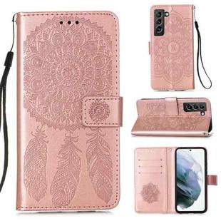 For Samsung Galaxy S21+ 5G Dream Catcher Printing Horizontal Flip Leather Case with Holder & Card Slots & Wallet & Lanyard(Rose Gold)