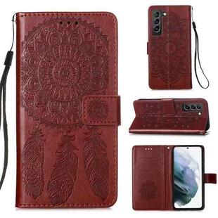 For Samsung Galaxy S21+ 5G Dream Catcher Printing Horizontal Flip Leather Case with Holder & Card Slots & Wallet & Lanyard(Brown)